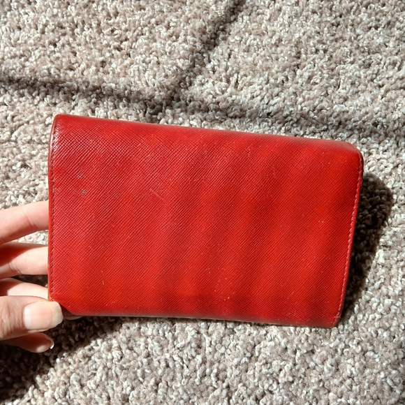 PRADA Red Saffiano Leather Trifold Continental Wallet - Picture 13 of 14